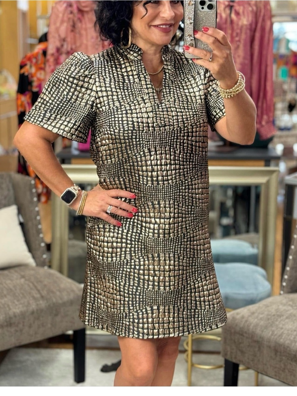 THML metallic textured dress size L (has pockets!). Never worn